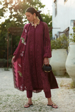Maroon Color Organza Embroidered Casual 3-Pieces Pret For Women
