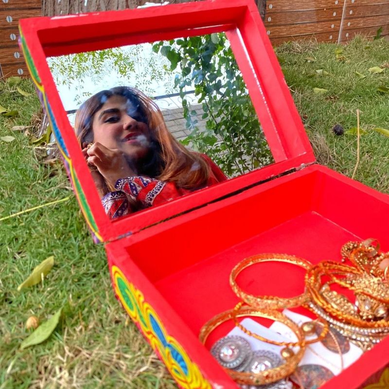 Red Truck-Art Hand Painted Customized Wooden Jewelry Box