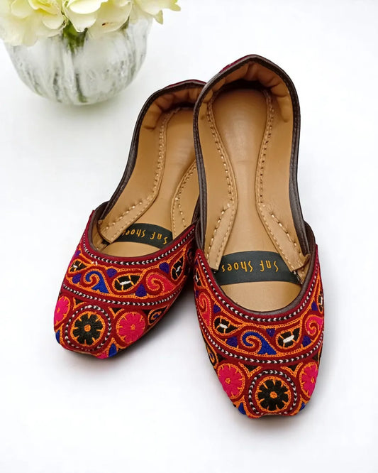Traditional Khussa with Cushioned Comfort and Leather Sole For Women