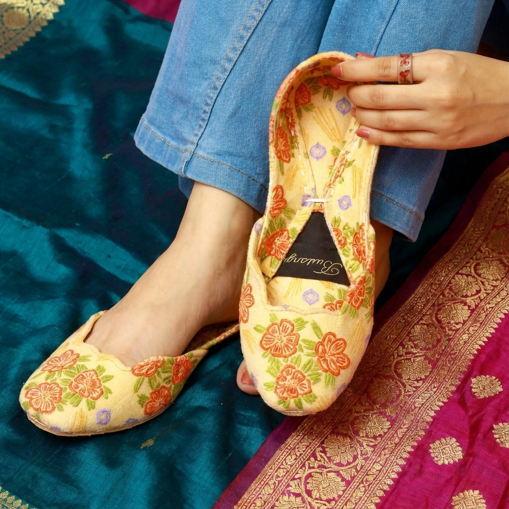 Radiance Velvet Khussa – Printed Style with Everyday Comfort For Women