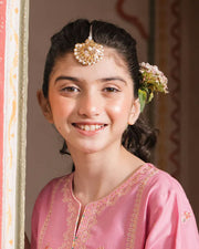 Champa Golden Teeka – Handmade with Gota Phool & Pearls For Women