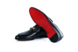 Black Shinny Leather With Golden Buckle Shoes For Men