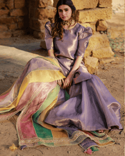 Gul Yaas – 3 Piece Lilac Tissue Gharara Set For Women
