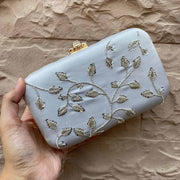 Silver Grey Zardozi Clutch – A Regal Elegance For Bridal/Wedding
