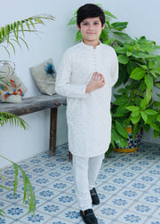White Mysore Kurta – Festive Wear for Boys