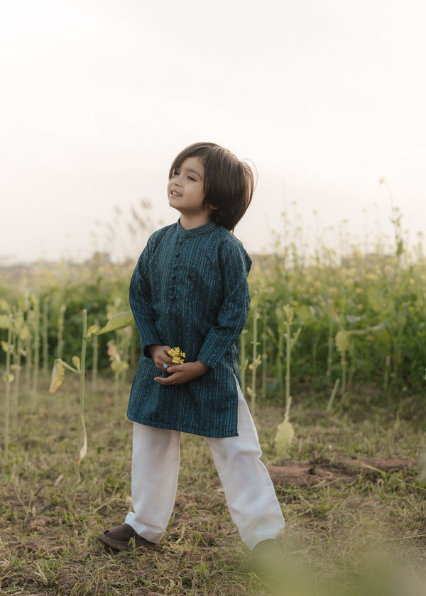 Teal Mysore Kurta – Festive Wear for Boys