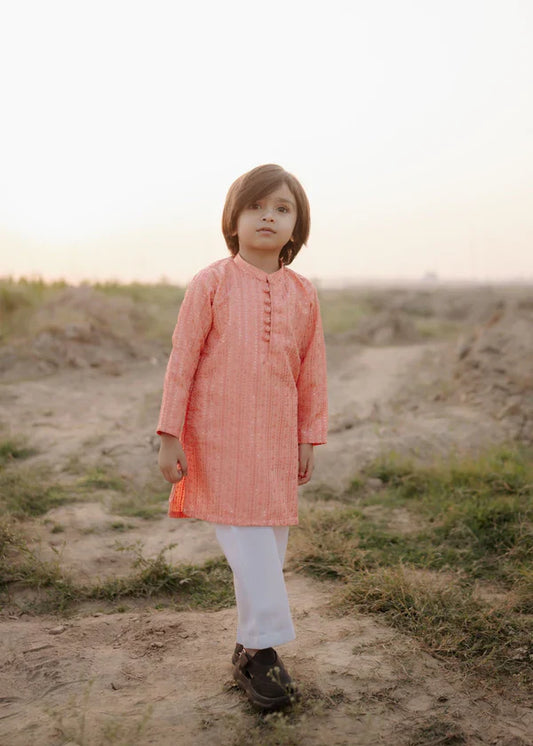 Pastel Pink Mysore Kurta – Festive & Party Wear for Boys