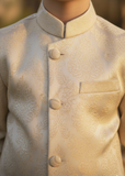 Gold Jamawar Sherwani – Royal Wedding Wear for Boys
