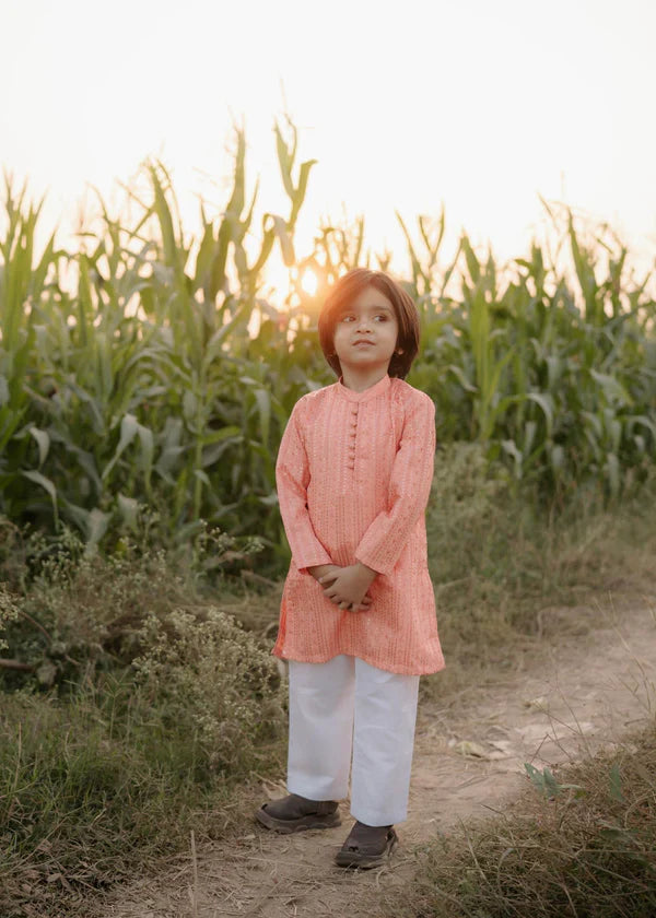 Pastel Pink Mysore Kurta – Festive & Party Wear for Boys