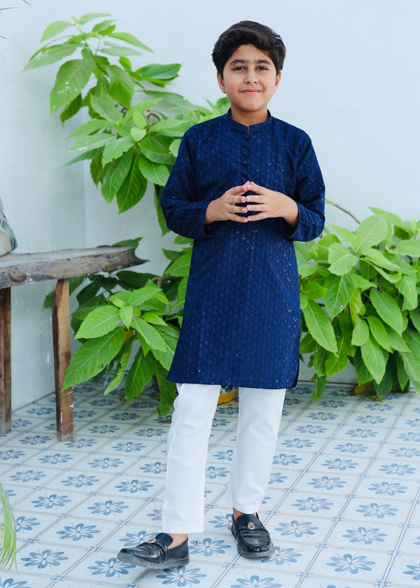 Cobalt Blue Mysore Kurta – Festive Wear for Boys