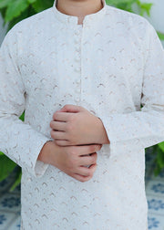 White Mysore Kurta – Festive Wear for Boys