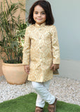 Cream Goldenrod Sherwani – Elegant Wedding Wear for Boys
