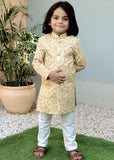 Cream Goldenrod Sherwani – Elegant Wedding Wear for Boys