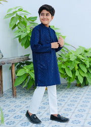 Cobalt Blue Mysore Kurta – Festive Wear for Boys