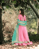 Bahar Bano – Pink Organza Kalidar 3 Piece Suit For Women