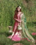 Shabnam – Classic Pink Tissue Gharara Set For Women