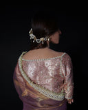 Selene Ice Blue Tissue Silk Saree Set For Women
