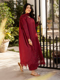 Rahma – Deep Red Luxury Embroidered Lawn Ensemble Unstitched Suit  For Women
