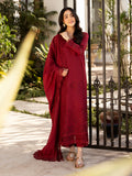 Rahma – Deep Red Luxury Embroidered Lawn Ensemble Unstitched Suit  For Women