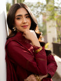Rahma – Deep Red Luxury Embroidered Lawn Ensemble Unstitched Suit  For Women
