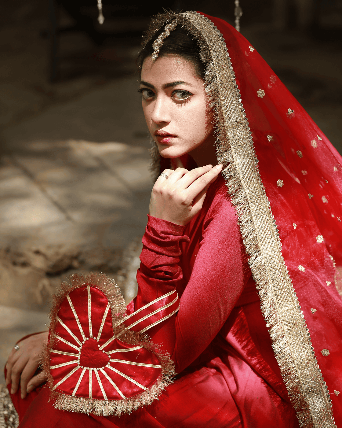 Gulkand – Deep Red Kalidar 3 Piece Suit For Women