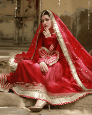 Gulkand – Deep Red Kalidar 3 Piece Suit For Women