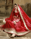 Gulkand – Deep Red Kalidar 3 Piece Suit For Women