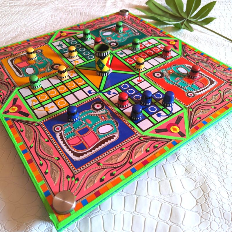 Rickshaw Style Wooden Truck-Art Ludo Game