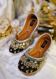Handcrafted Mirror & Sequin Raw Silk Khussa For Women