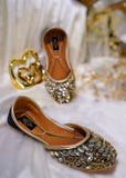 Handcrafted Crystal & Kora Silk Khussa For Women