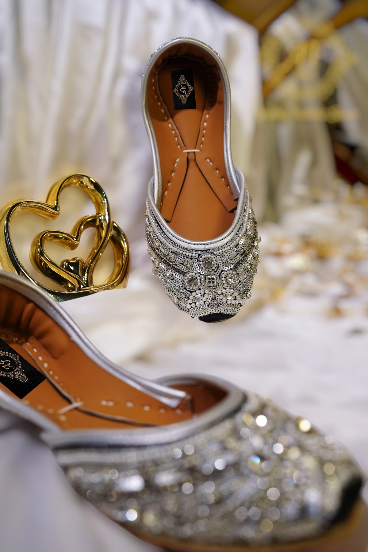 Handcrafted Gold & Silver Embellished Khussa For Women