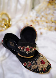 Handcrafted Zardozi Rose Embellished Khussa For Women