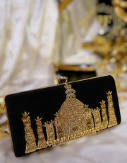 Taj Mahal Zardozi Hand Clutch For Women