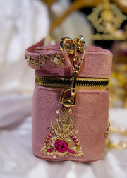 Hand-Embroidered Gold Rose Zardozi Clutch For Women