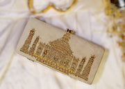 Taj Mahal Handcrafted Zardozi Clutch For Women