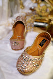 Handcrafted Crystal & Kora Silk Khussa For Women