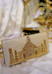 Taj Mahal Handcrafted Zardozi Clutch For Women