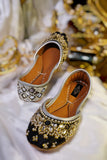 Handcrafted Mirror & Sequin Raw Silk Khussa For Women