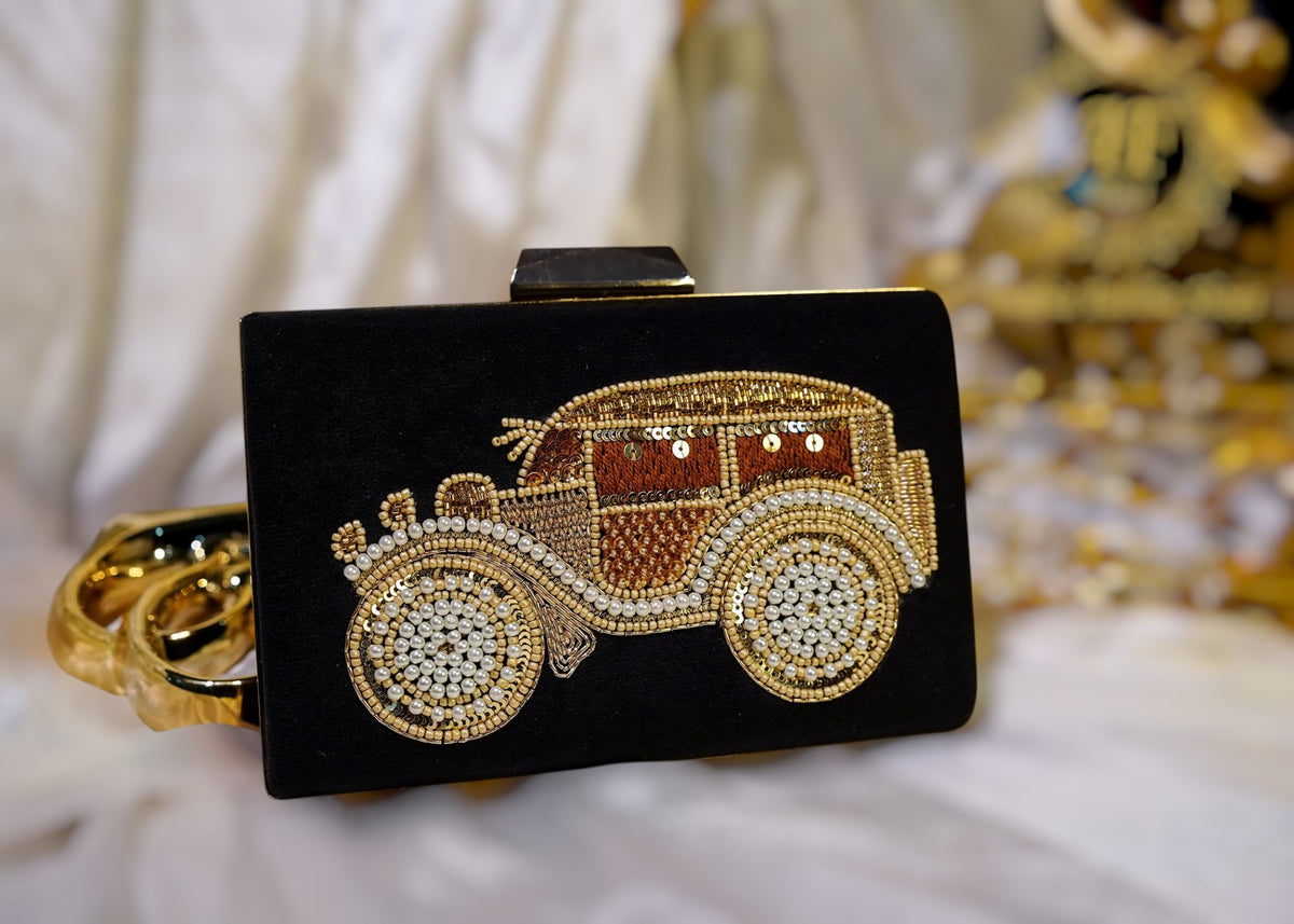 Hand-Embellished Moti Sitara Jeep Clutch For Women