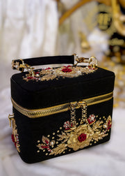 Hand-Embroidered Gold Rose Zardozi Clutch For Women