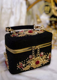 Hand-Embroidered Gold Rose Zardozi Clutch For Women