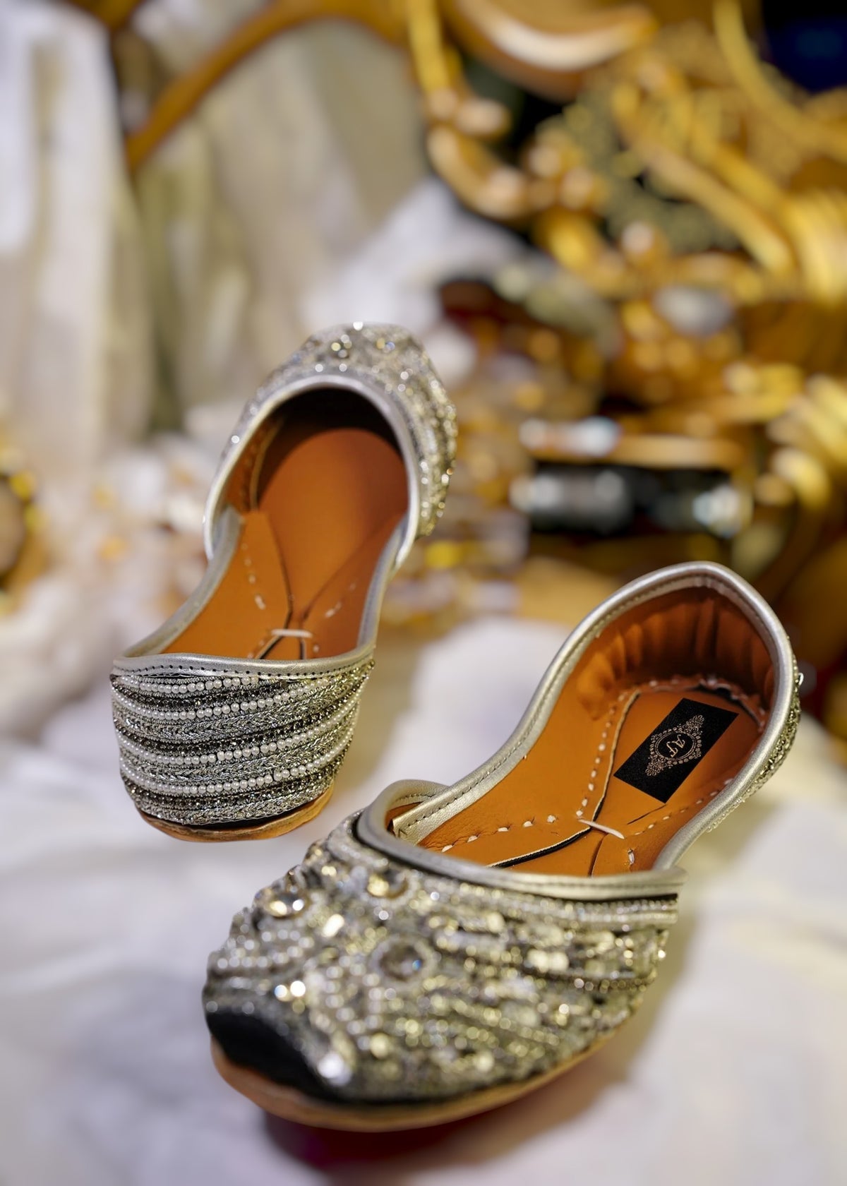 Handcrafted Gold & Silver Embellished Khussa For Women