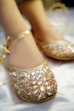 Handcrafted Crystal & Kora Silk Khussa For Women