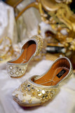 Handcrafted Mirror & Sequin Raw Silk Khussa For Women