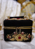 Hand-Embroidered Gold Rose Zardozi Clutch For Women