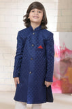 Elegant Blue Sherwani Crafted from Luxurious Jamawar Fabric For Boys