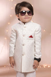 Sophisticated Off-White Sherwani Crafted from Luxurious Jamawar Fabric For Boys