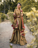 Sheesham – 3 Piece Formal Brown Gharara Set For Women
