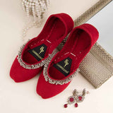 Velvet Beaded Party Khussa For Women
