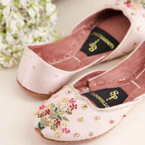Ombre Oasis Pink Handcrafted Floral Khussa For Women